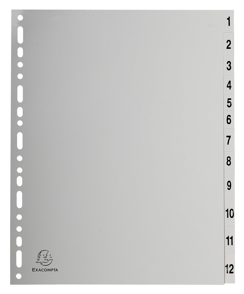 Exacompta - Ref 2912E - PP Printed Indices - For Use With A4+ Documents, 0.1mm P
