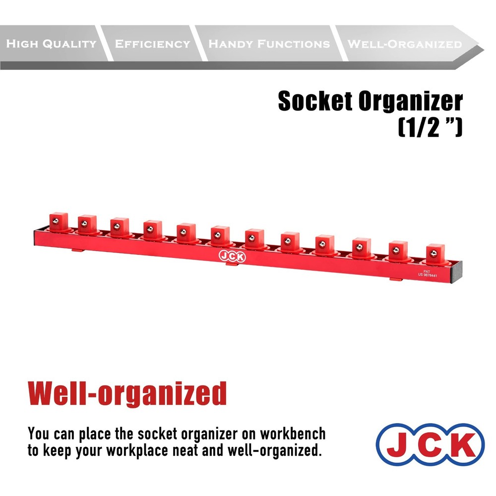 JCK Professional Quality Aluminum 1/2" Socket Organizer