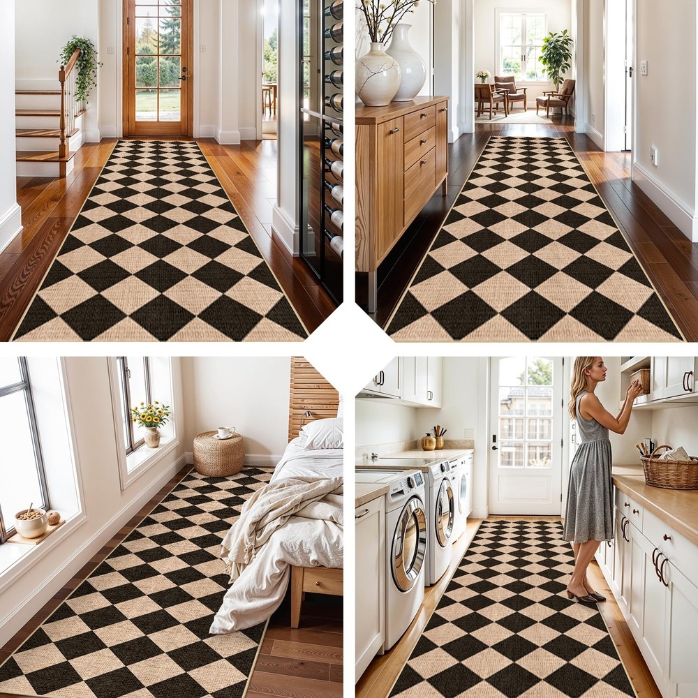 BYYVOO 3x10 Runner Rug for Hallways: 3' x 10' (Rectangular), Black/Brown