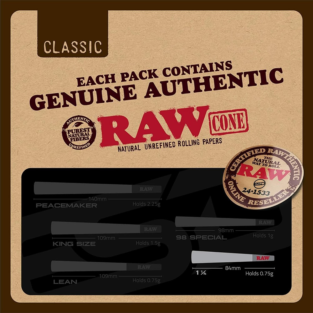 RAW Cone Loader Bundle with 50 Classic 1-1/4 Size Pre Rolled Cones
