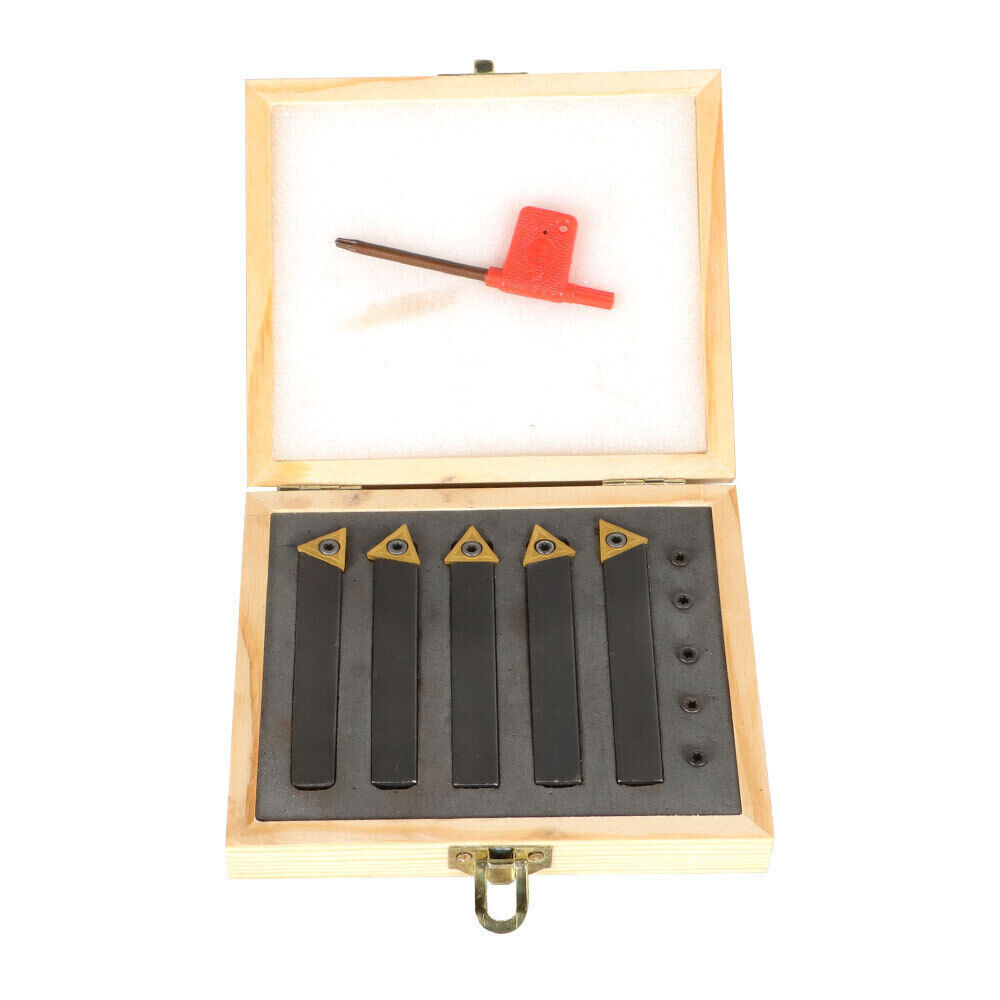 5 Pcs 1/2" Carbide Indexable Turning Tool Lathe Bit With Carbide Inserts Tool