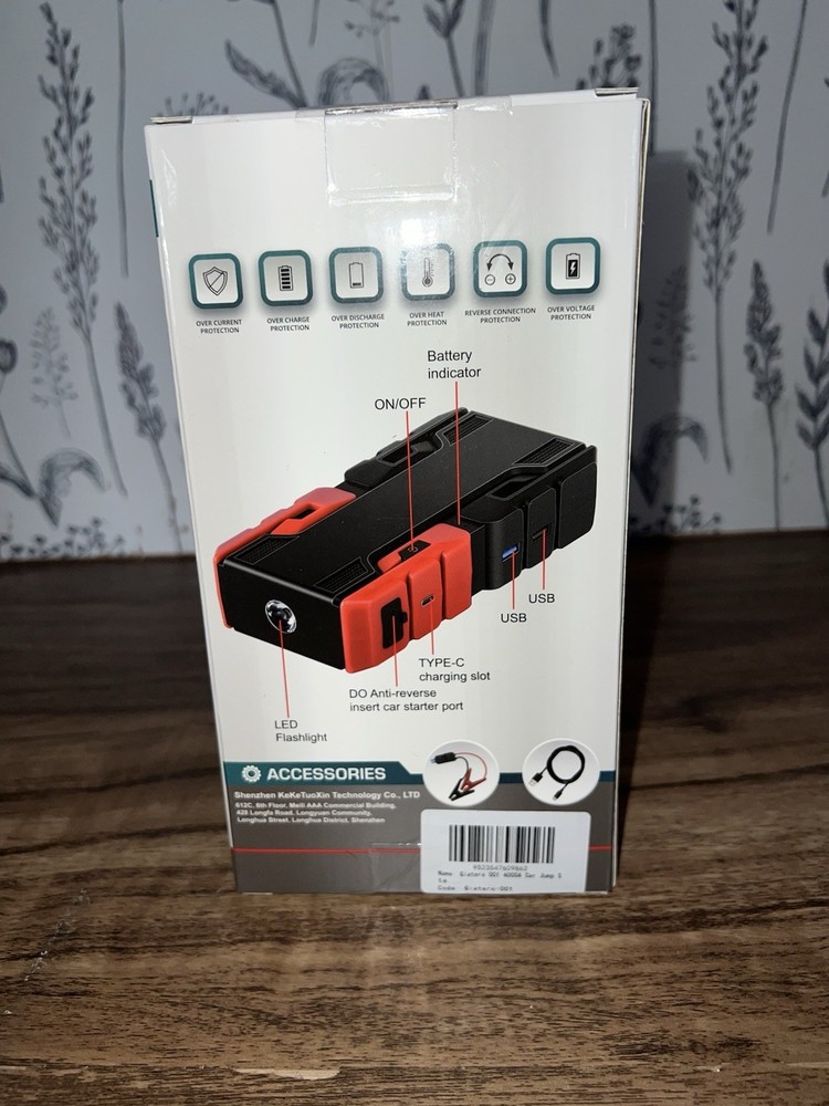 Jump Starter Car Emergency Power Supply, Red