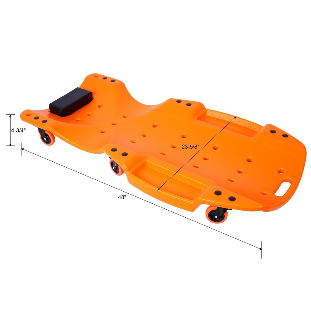 Plastic Creeper 48" HDPE 440LBS Capacity w/Headrest & Dual Tool Trays