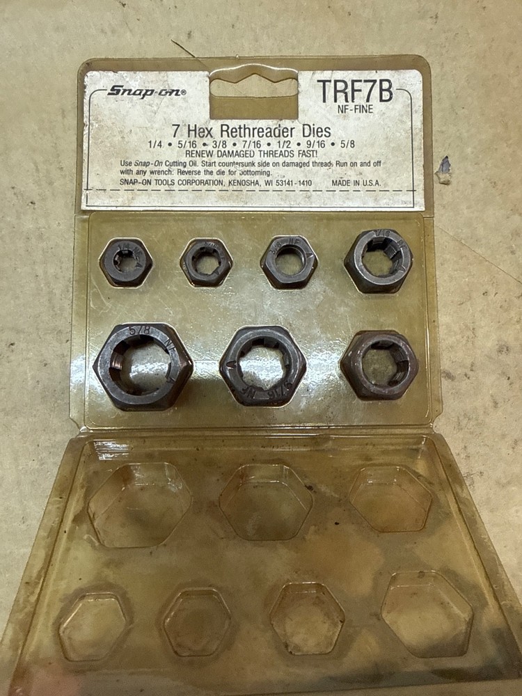 Snap On 7 Piece Hex Rethreader Dies TRF7B