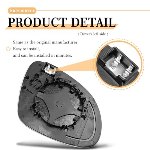 Driver Left Side Heated Mirror Glass Replacement for VW 2009 Left Driver Side