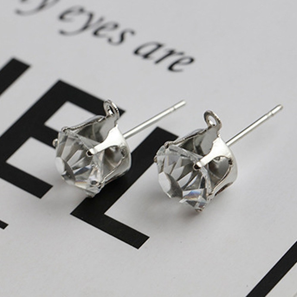 20 Pairs Silver Clear Zircon Rhinestone Ear Stud Post Dangle Earring With Loop