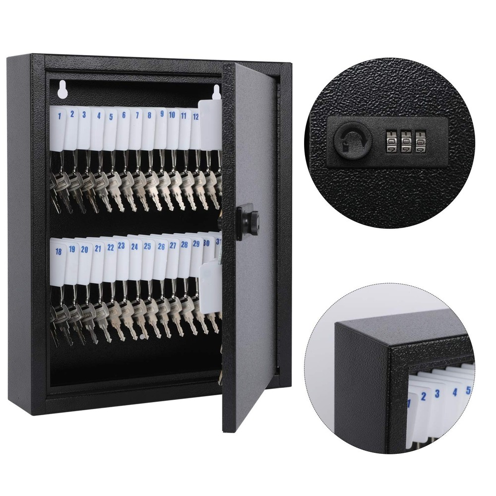 Locking Key Cabinet, 60 Key Storage Lock Box with Code, Key Box Wall Mount wi