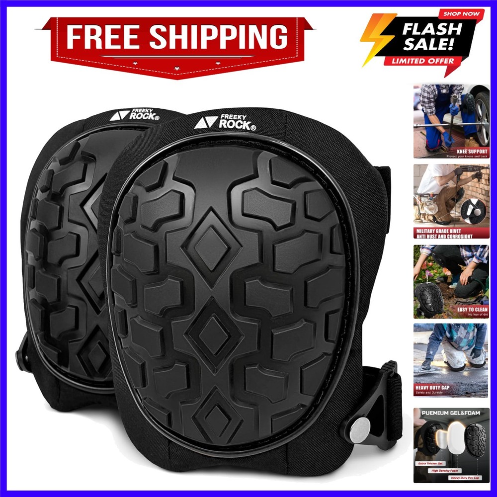 Professional Knee Pads for Work Construction with Heavy Duty Cap Foam Padding...