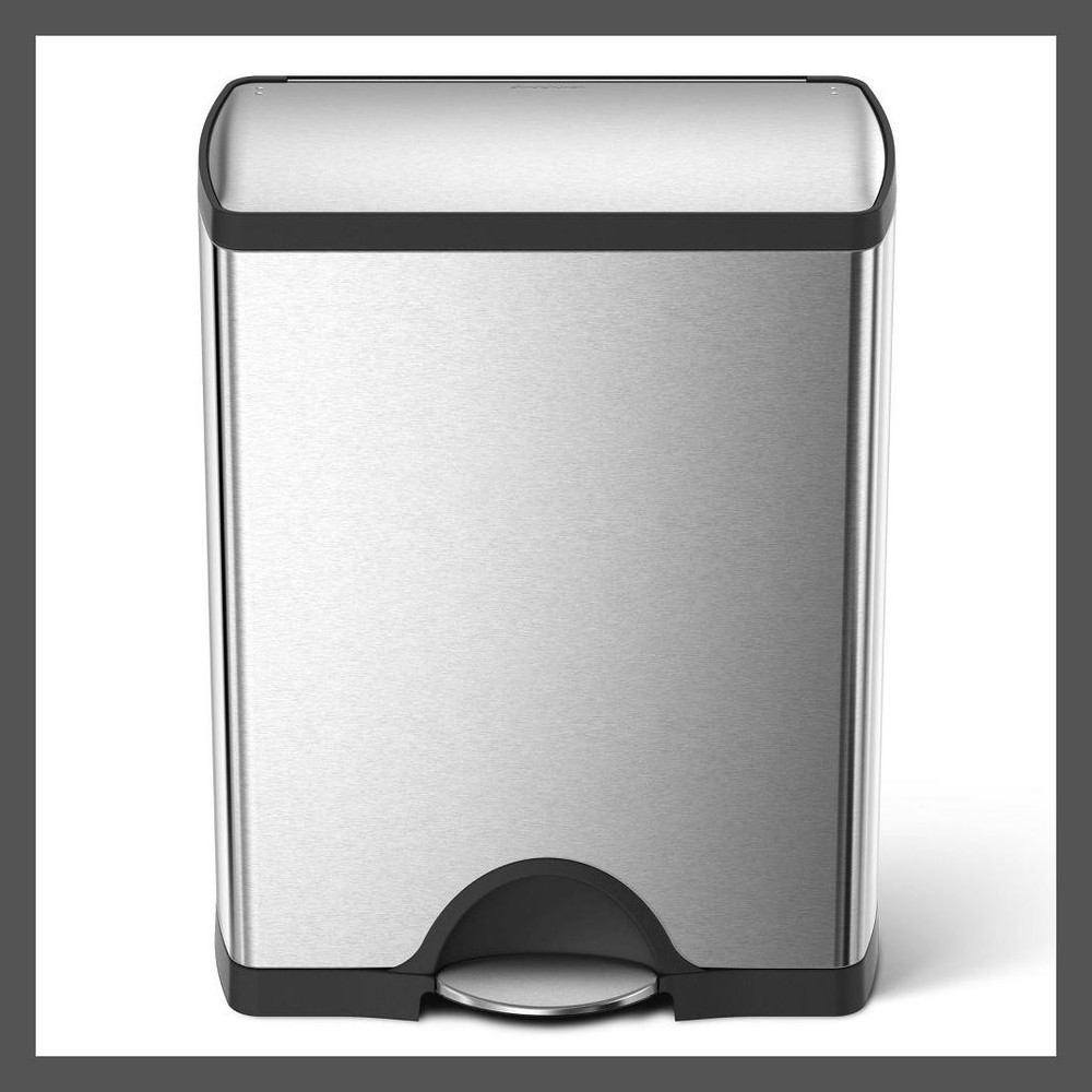 simplehuman Dual-Compartment Trash Can Silver 46L Dual Compartment Kitchen
