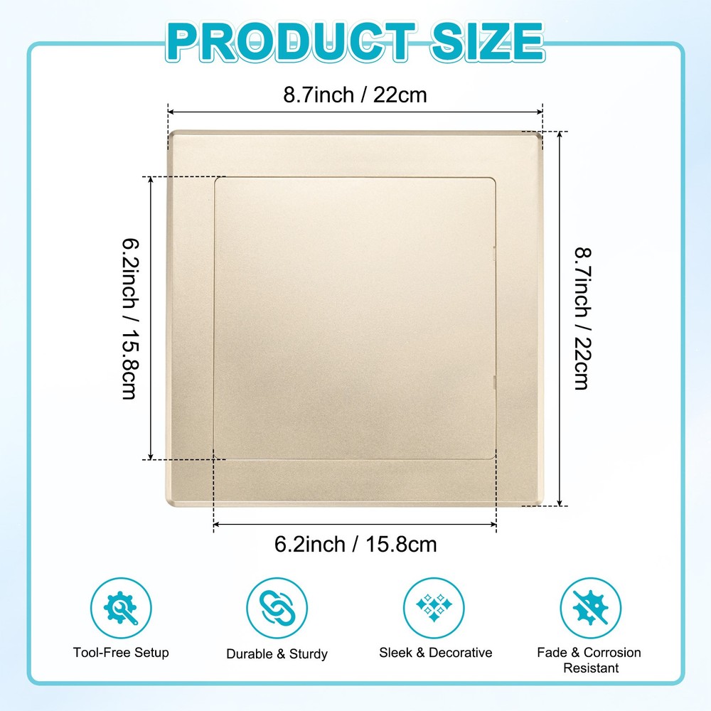 1-Pack Access Panel for Drywall, 6x6" Plastic Removable [Gold Tone, Square]