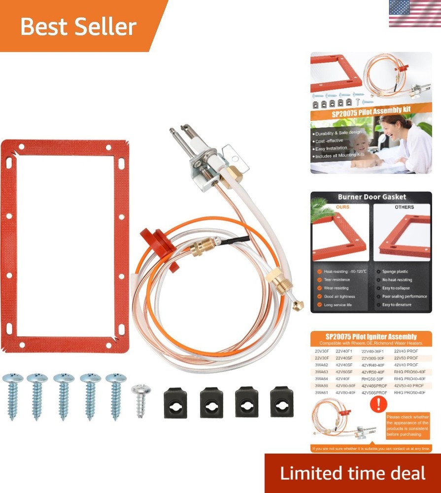 Upgraded Pilot and Igniter Assembly for Rheem Water Heaters - Fast & Easy Ins...