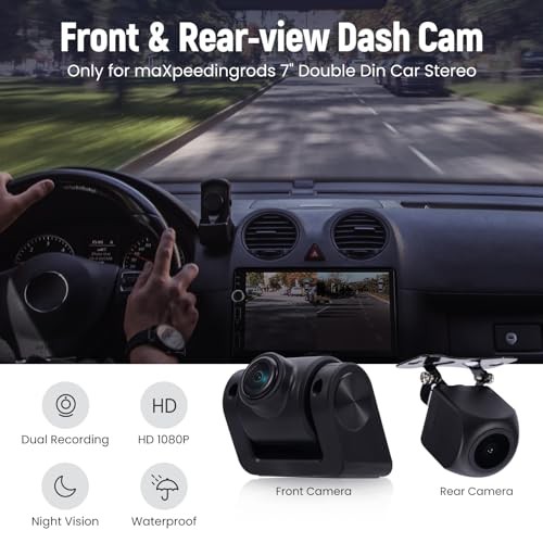 maXpeedingrods Front and Rear-View Dash Cam Cameras for 7-inch Double Din Car