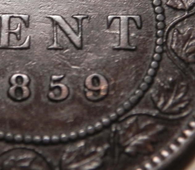 1859 Canada One Cent Victoria; Wide 9/8 bb215