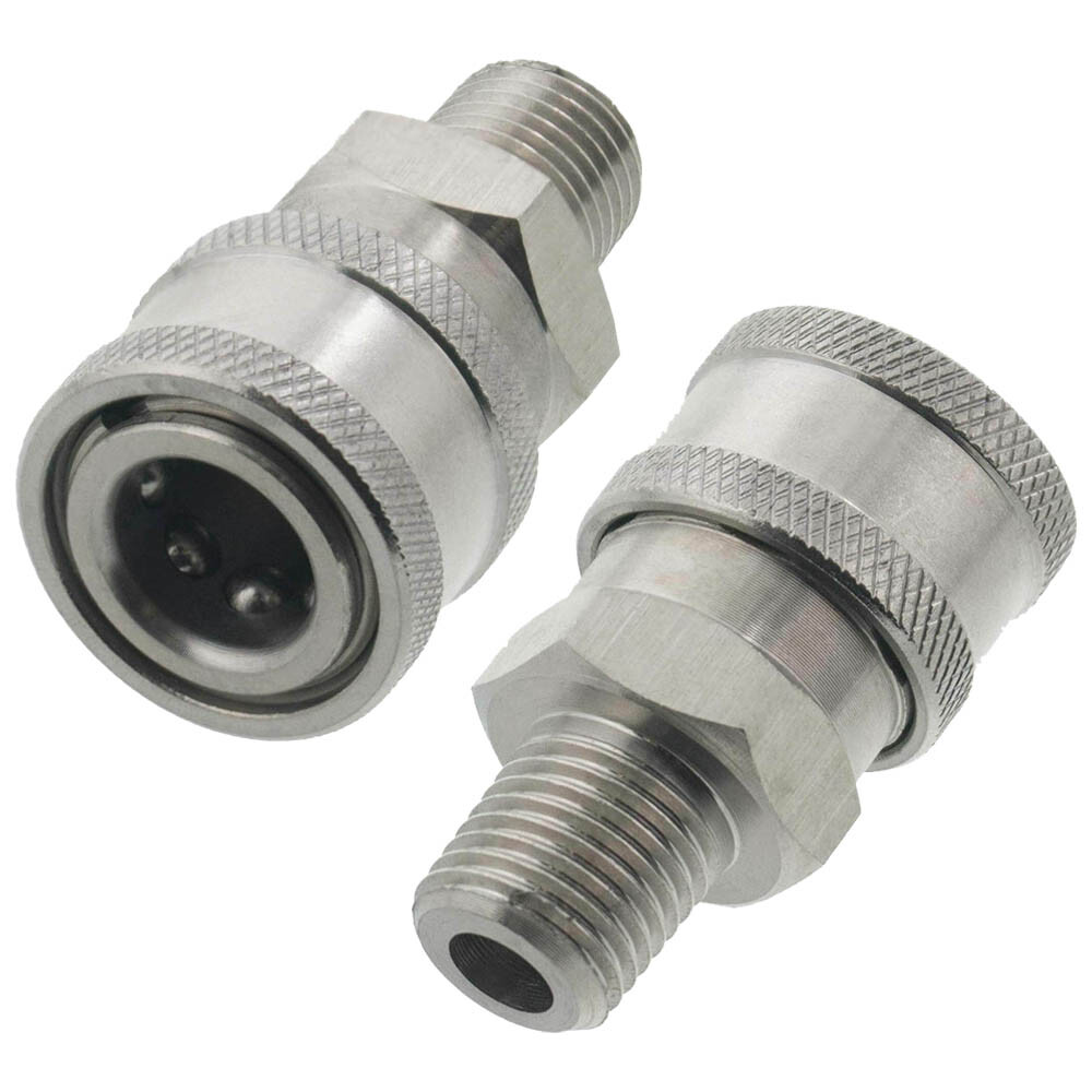 2x Stainless Steel Pressure Washer 1/4" NPT Male Quick Connect Socket Coupler US