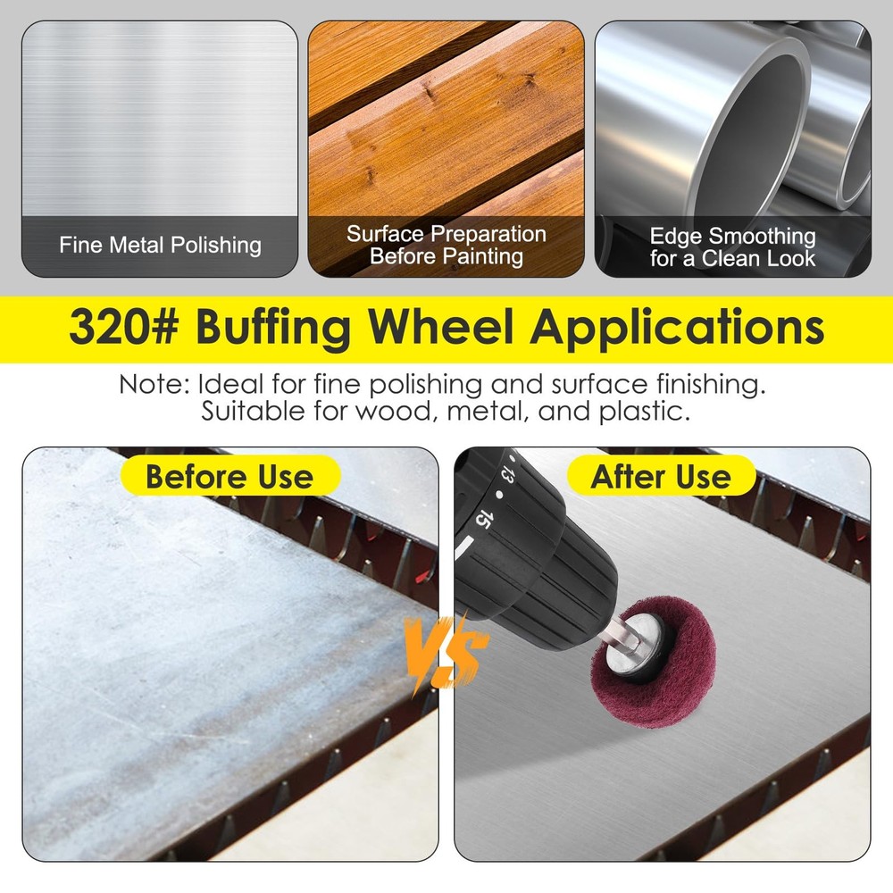 7 PCS Non Woven Abrasive Buffing Wheels Drill Attachment Set, Scouring
