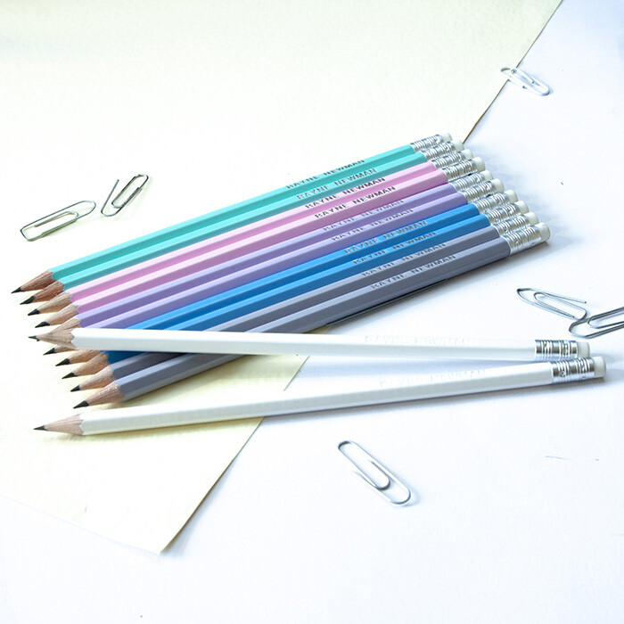 12 HB Graphite Pencils Personalised with Name - Premium Quality Printed Pencils