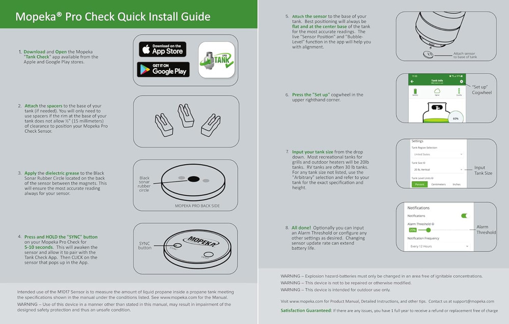 Pro Check Sensor - Wireless Propane Tank Magnetic Sensor Level Indicator - Propa