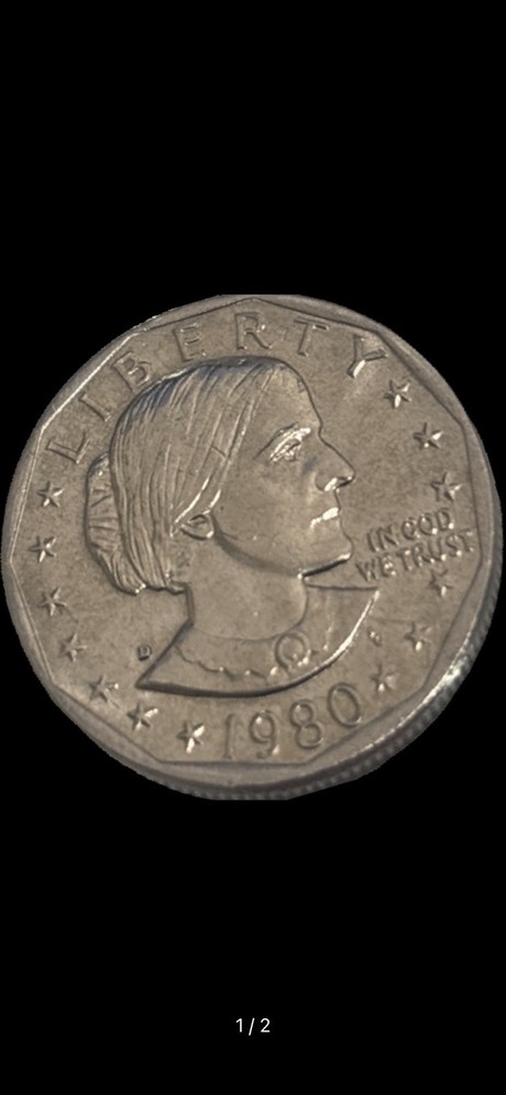 1980-D $1Susan B  Dollar error on eyebrows and eyelashes and forehead and eagle