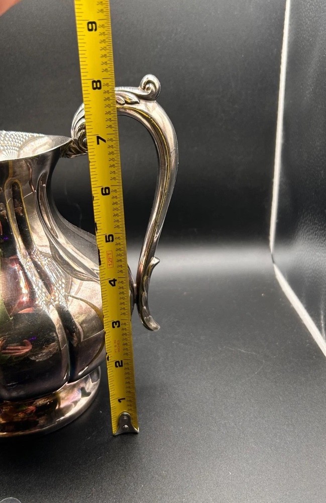 Antique Sheffield Silver Co Pitcher Silver plate Ice Guard W/ Ornate Handle