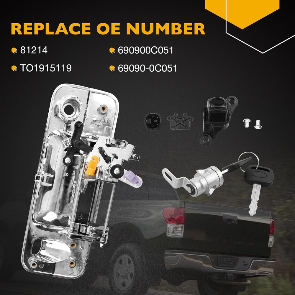 Chrome Tailgate Handle Liftgate Latch Handle with Rear Camera Hole Lock Cylinder