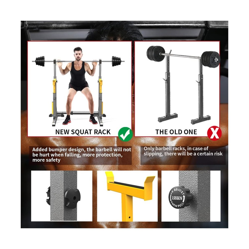 Adjustable Squat Rack,Multi-Function Barbell Rack for Weight Lifting and Home...