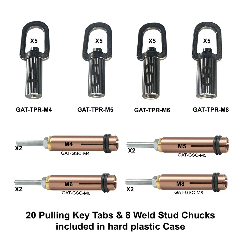 Grade A Tool Aluminum Dent Puller Weld Stud Master Kit - M4, M5, M6, M8