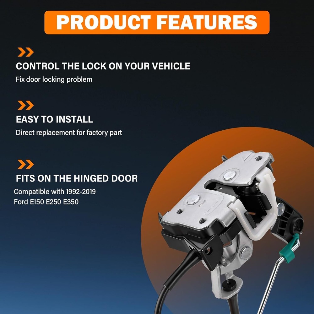 Side Door Latch Assembly with Cable & Rod for Ford E150 E250 E350 Econoline Van