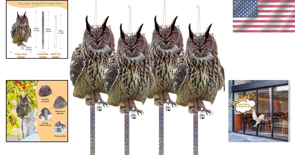 4Pcs Bird Scare Reflective Hanging Decoration, Effective Bird Control Device wit