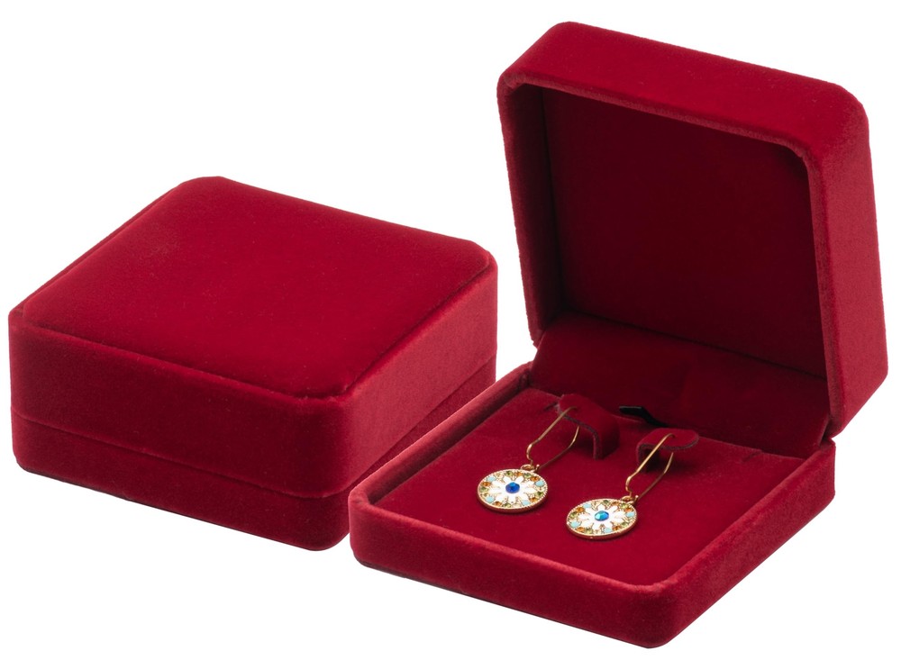 Velvet Earring Gift Box Large Earring Storage Case (Red) Red