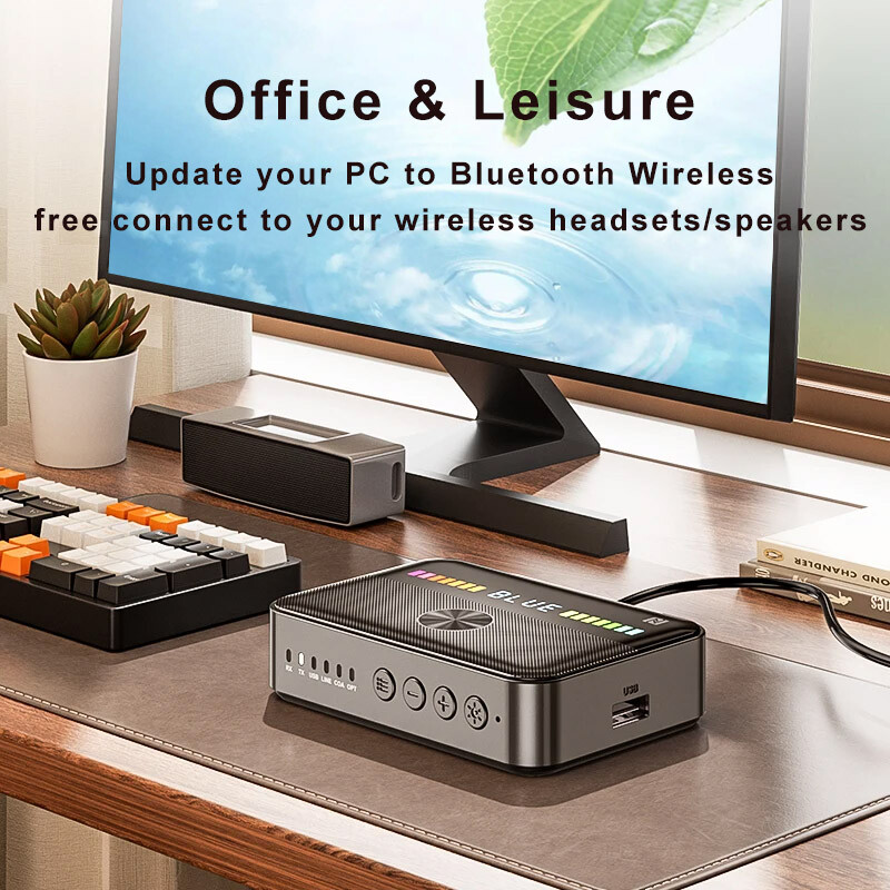 Bluetooth Transmitter Receiver Adapter Long Range For TV Home Car Stereo Audio