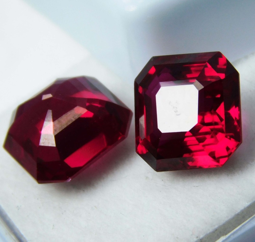 18 Ct AA+ Quality Natural Ruby Red Square Cut CERTIFIED Loose Gemstone Pair