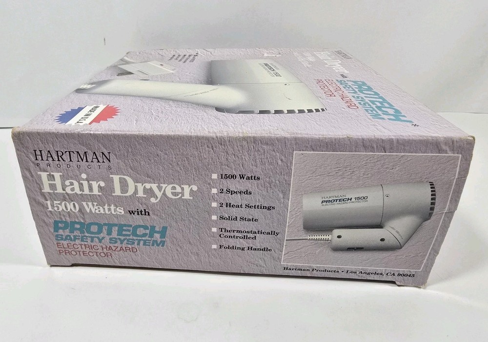 Hartman Protech 1500 Hair Dryer with Folding Handle & electric hazard protector
