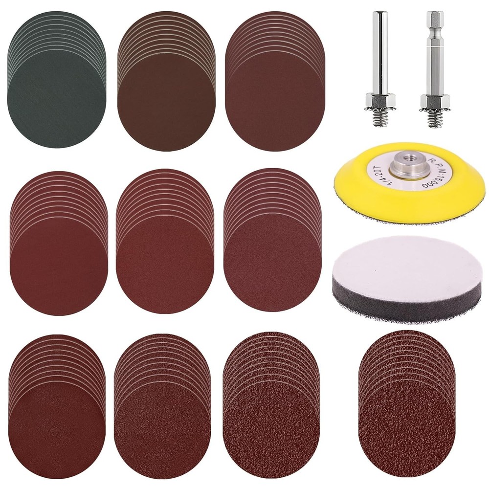 100pcs 3 Inch Sanding Discs Hook and Loop, Drill Sander Pads Attachment for R...