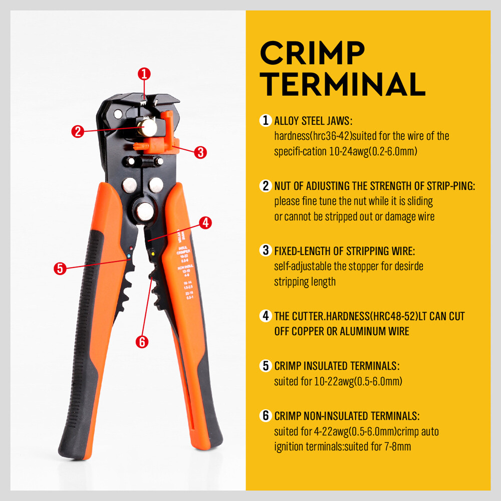 5 in 1 Automatic Wire Stripper Insulation Wire Cutter Crimper Cable Plier Tool