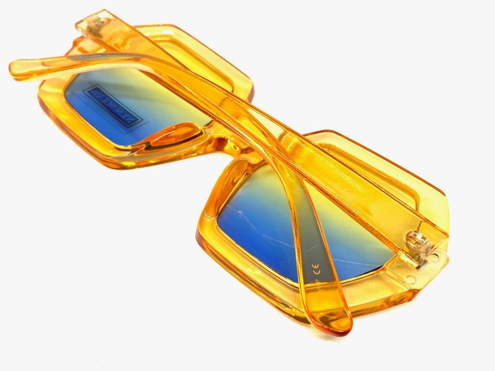 Oversized Exaggerated Classic Retro Style SUN GLASSES Large Hexagon Orange Frame