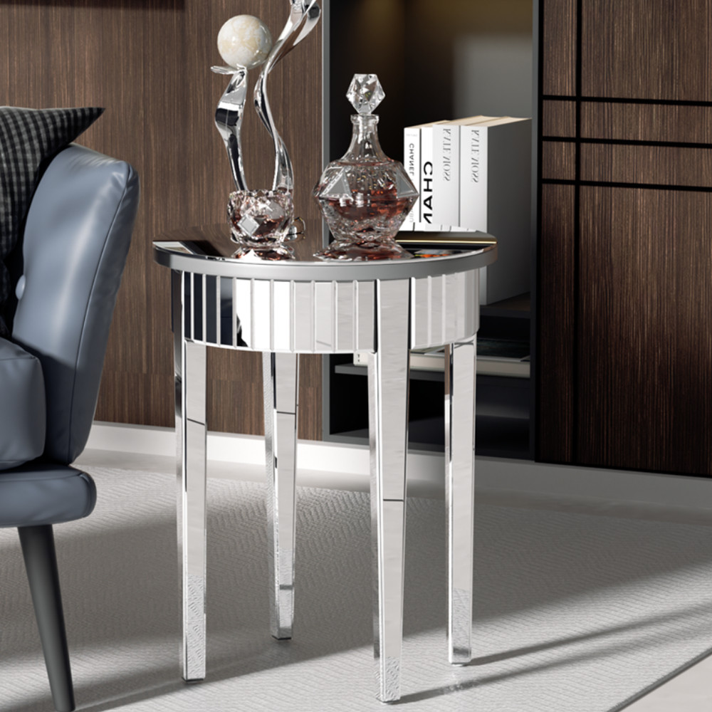 Luxury Silver Crystal Mirrored Sofa Side End Bedside Accent Table Bedroom Decor