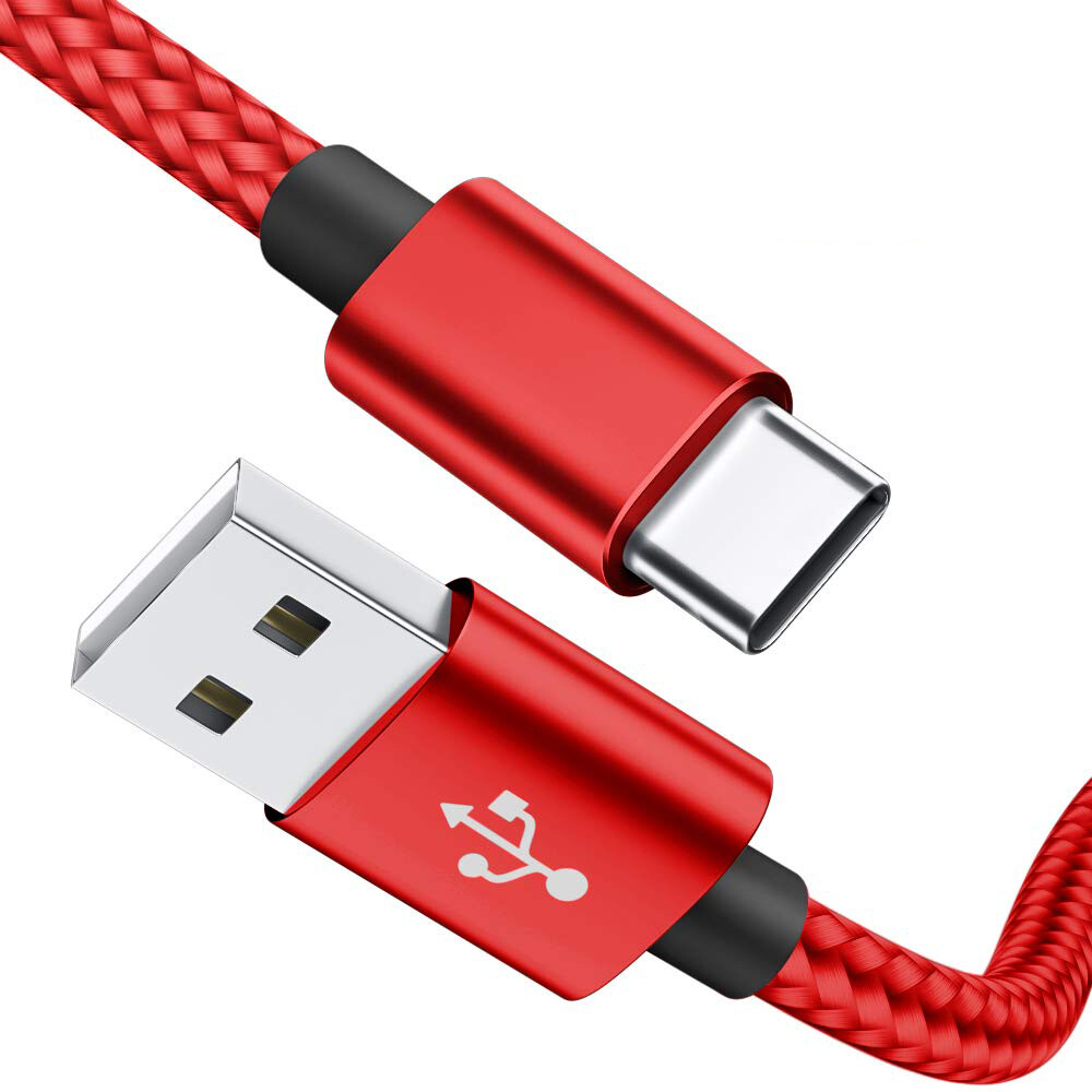 2-Pack Braided USB-A to USB Type-C Fast Charge Cable Cord Charger Charging Sync