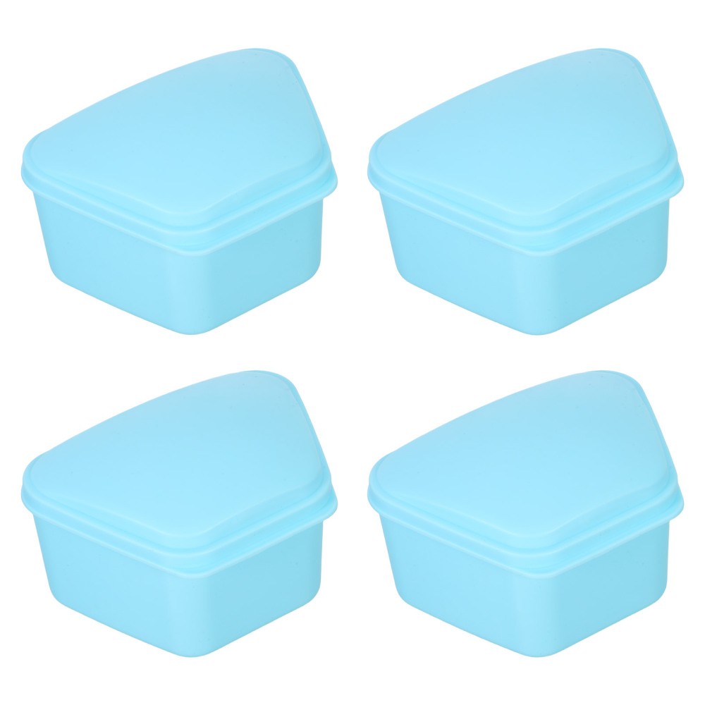 4 Pcs Portable Dentures Box Holder Retainer Case Soaker Container