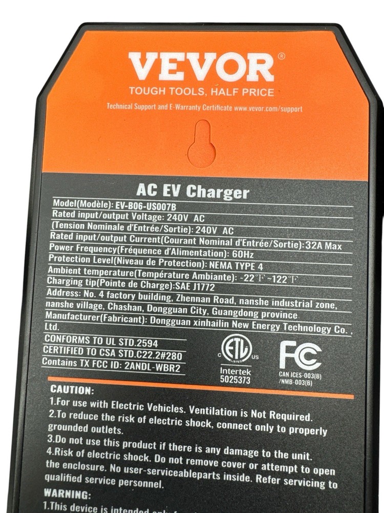 Vevor AC EV Charger Level 2 w/ 28 ft. Charging Cable EV-B06-US007B Used