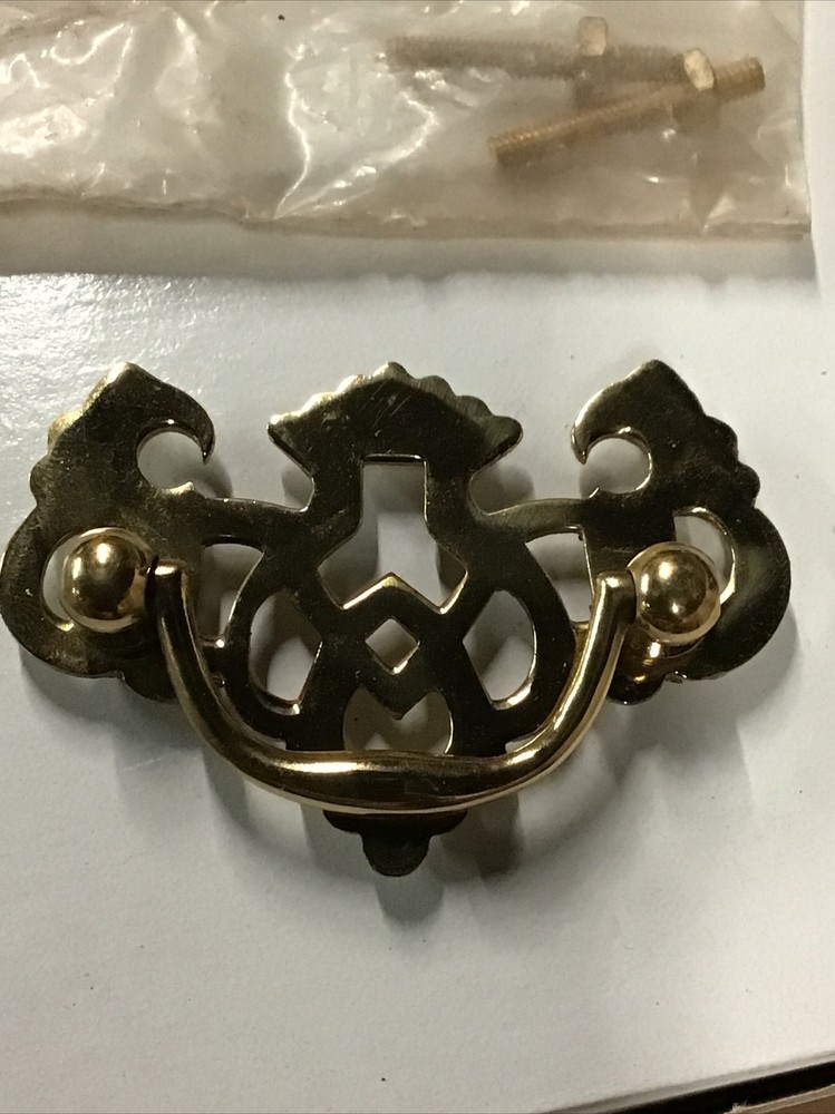 2” Boring Solid Brass Period Bail Handle with Pierced Backplate