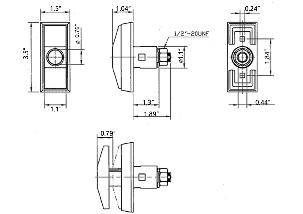 T Handle Vending machine Pop up Vendo short quarter turn Chrome+ lock 0585