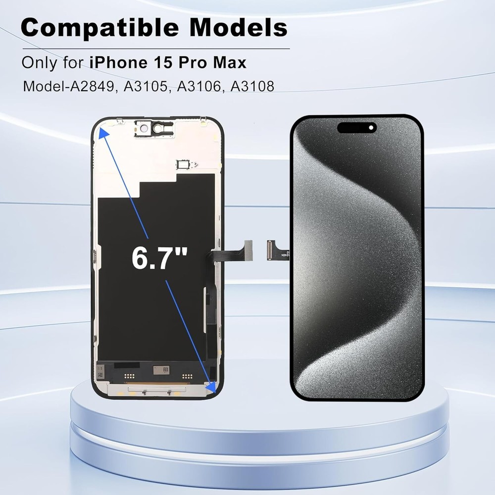 Screen Replacement For iPhone 15 Pro Max LCD COF FHD Display Digitizer+Tools Kit