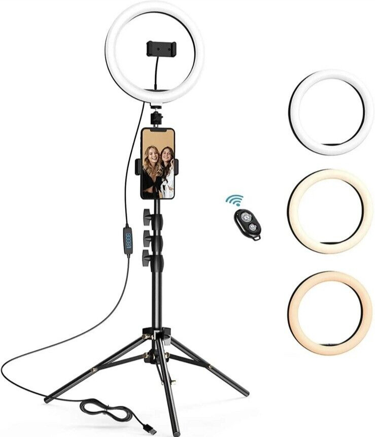 LETSCOM 10.2 inch Selfie Ring Light with Tripod Camera Ring light