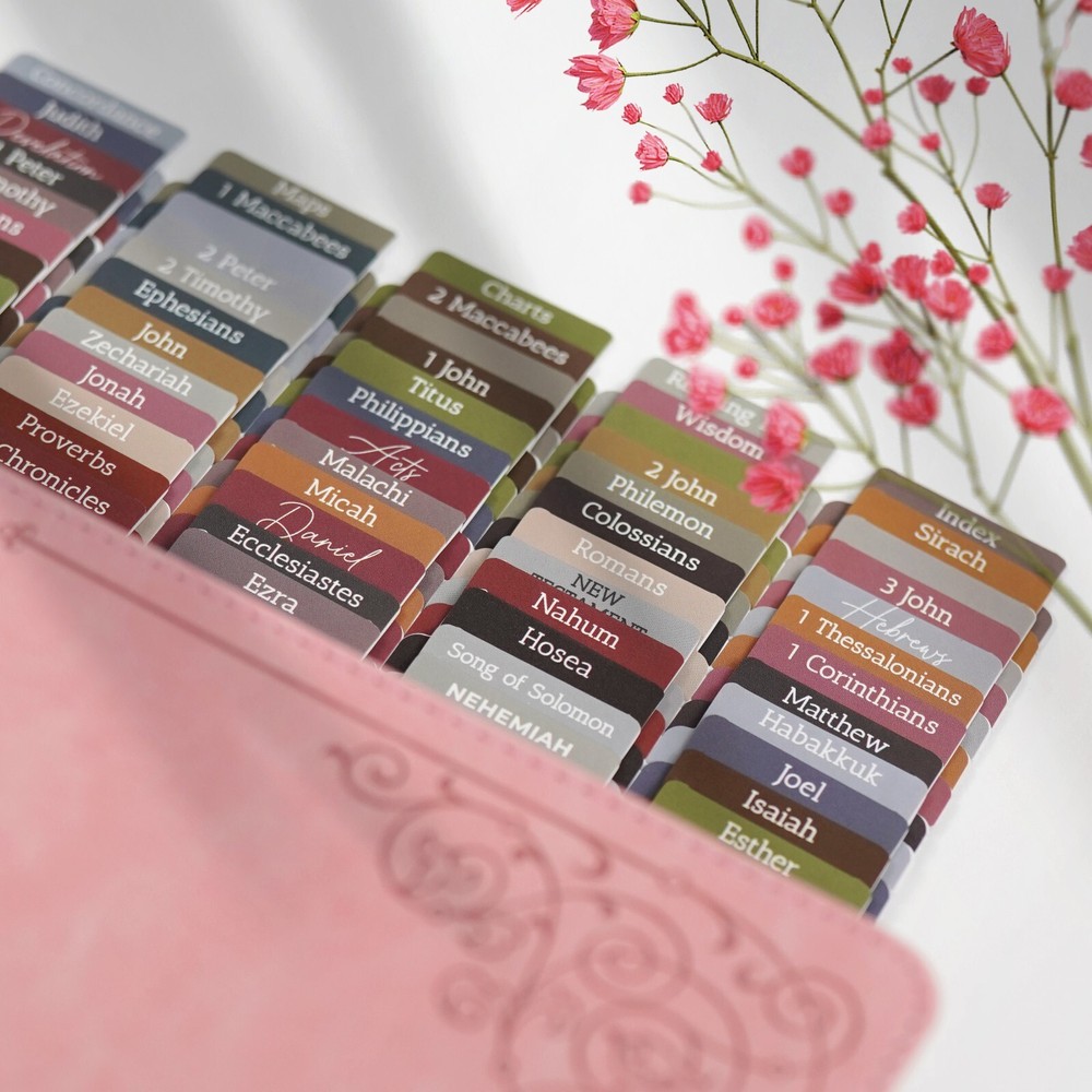 OFFILICIOUS 100 Rustic Soft-Touch, Laminated Bible Book Tabs for Bible Study