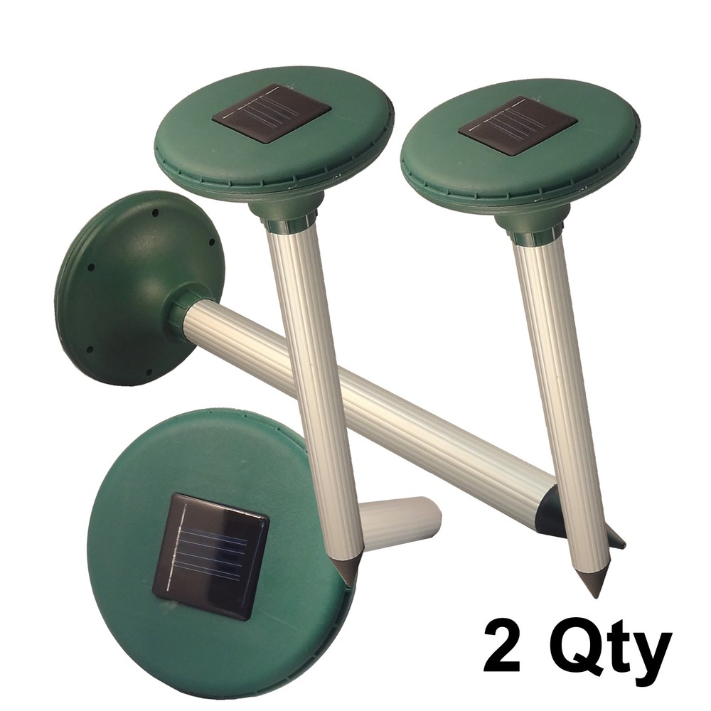 NEW 2PCS Solar Sonic Mole Mouse Mice Gopher Vole Rodent Pest Repellent Repeller