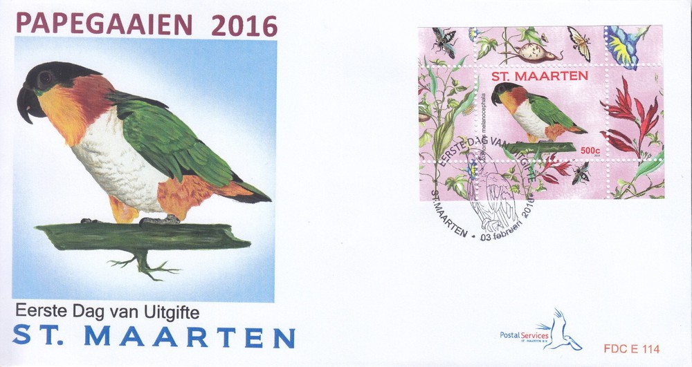 Sint Maarten Issue FDC 2016 (114) Birds - Parrots