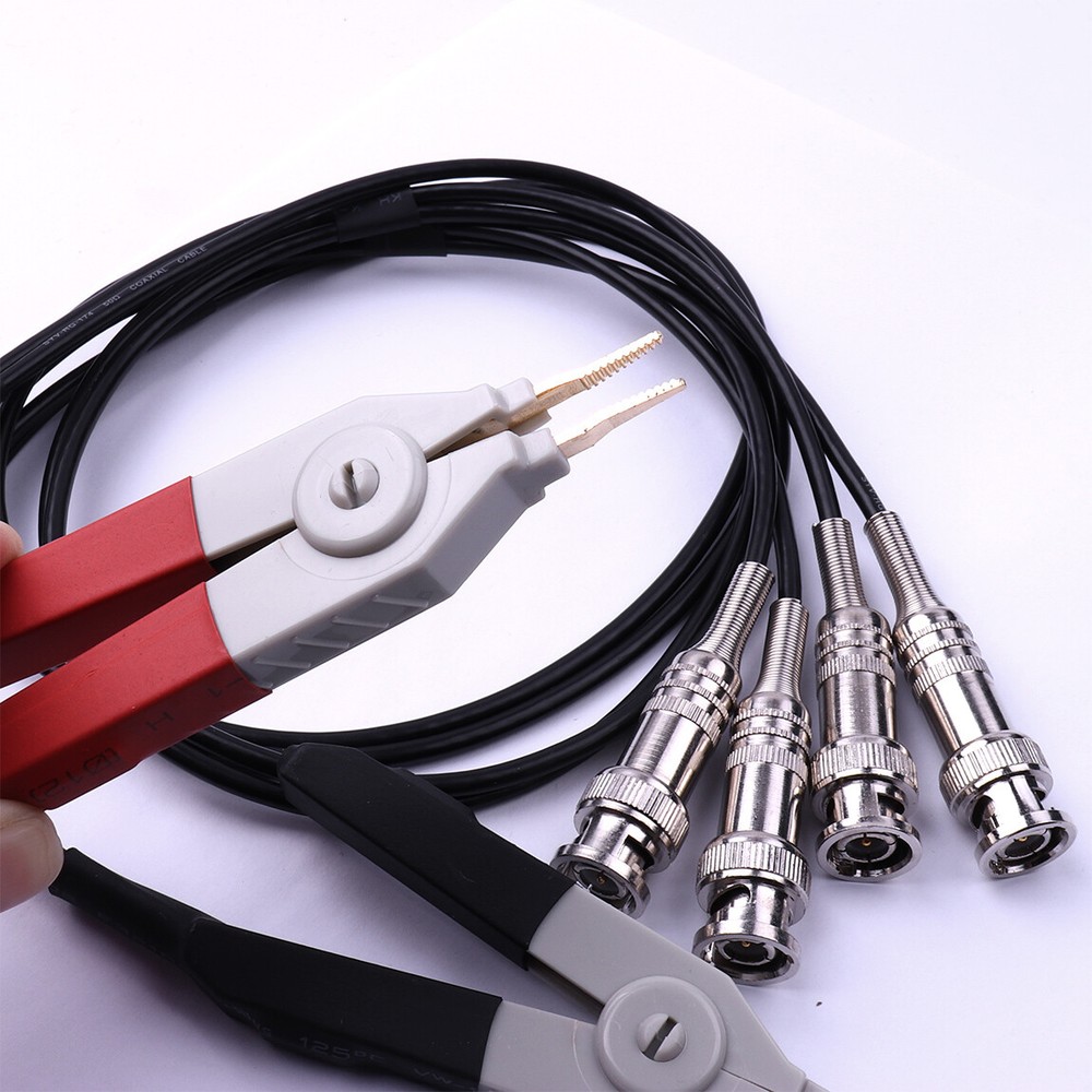 4-Wire Kelvin Clip Set with BNC Connectors for Component Testing LCR Meter