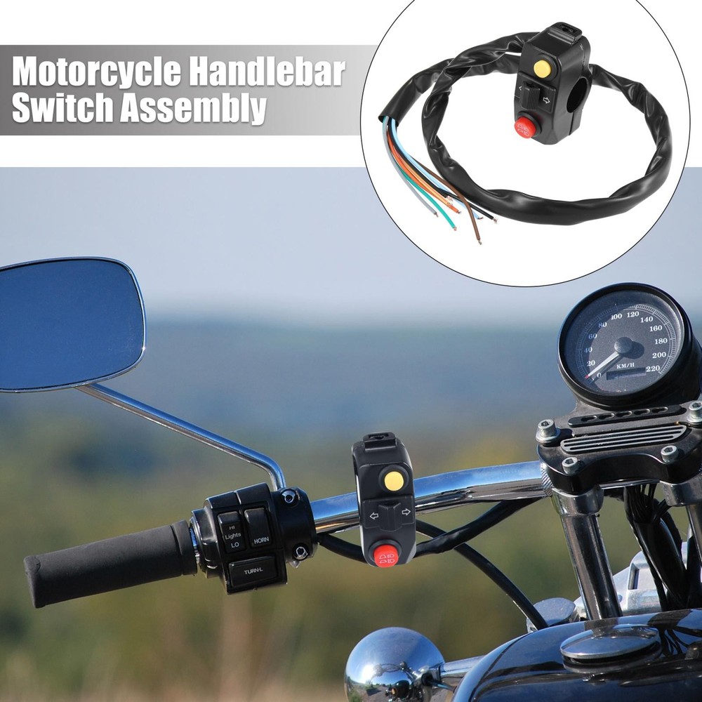DC 12V 7/8" 22mm Motorcycle Handlebar Switch Assembly w/ Horn Indicator Light
