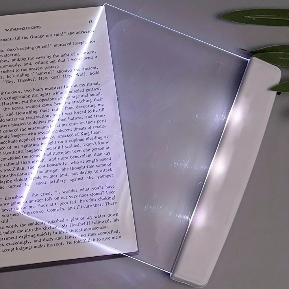 Flat Book Light for Reading in Bed at Night Clear LED Book Full Page Light