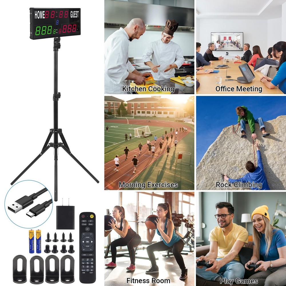 Samshow 2025 LED Electronic Scoreboard Digital Score Keeper with Remote black
